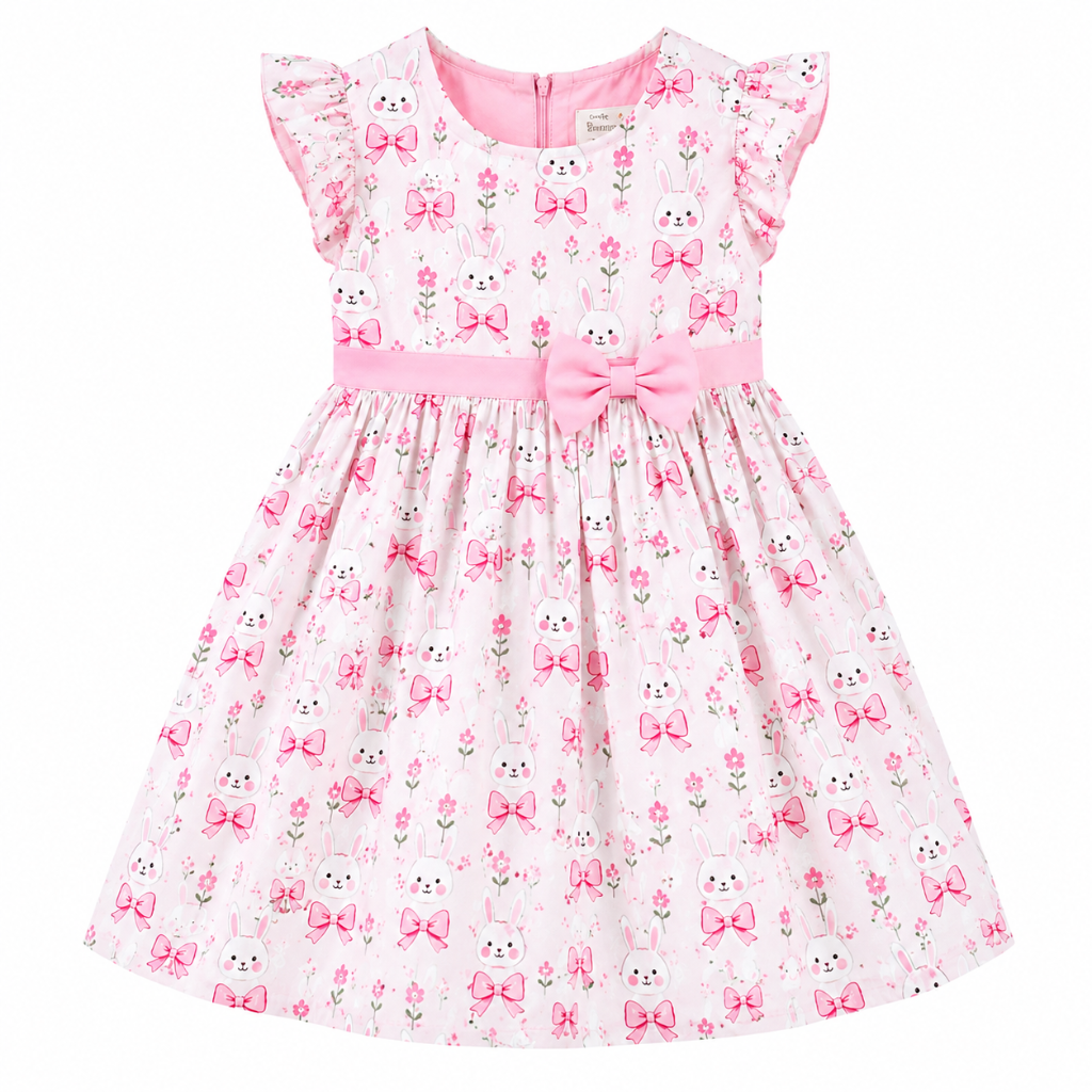 Untitled design (28) Happy Bunny Printed Frock - Image 1
